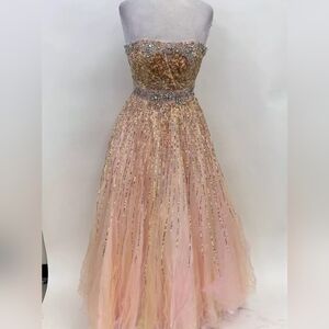 NEW Terani Couture Women's Pink Formal Dress Sequin Beaded Gown - Size 6